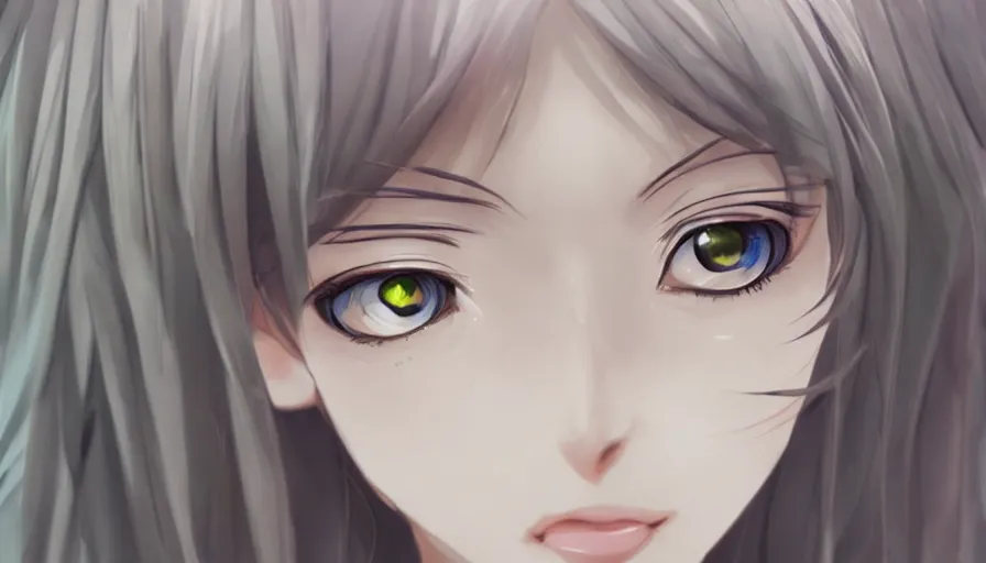 Image similar to cute anime girl, heterochromia, photorealistic