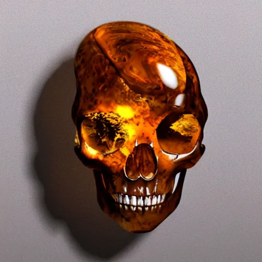 Image similar to a detailed alien skull inside amber, photo realistic, hd,