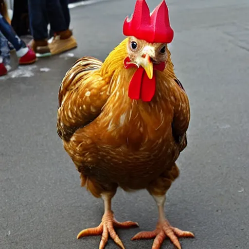 Image similar to a chicken dressed as Harry Potter