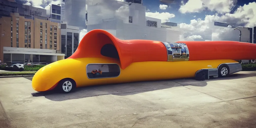 Prompt: “Futuristic Oscar Meyer Wienermobile”