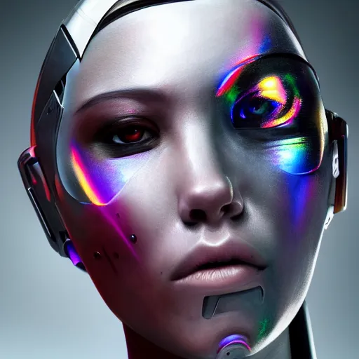 Prompt: a woman cyborg bounty hunter, a photorealistic painting by wang duo, featured on cg society, photorealism, behance hd, ultrafine detail, high detail, iridescent accents