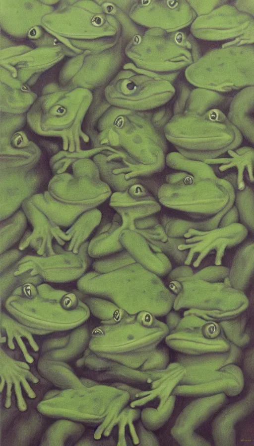 Prompt: raining frogs by René Magritte, detailed, 4k