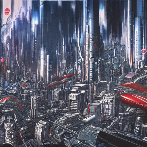 Image similar to highly detailed futuristic city akira cityscape, katsuhiro otomo style painting