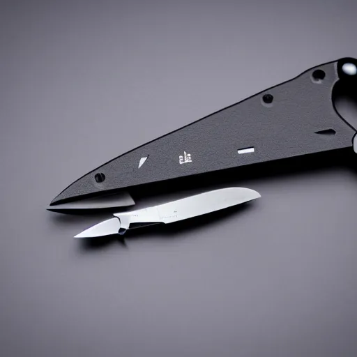 Image similar to High Quality Product Photo of Swiss Army Knife of the Future, Isolated, Black Background, Studio Lighting