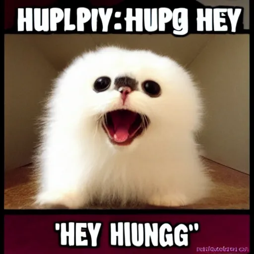 Prompt: Fluffy happy creature wants a hug.