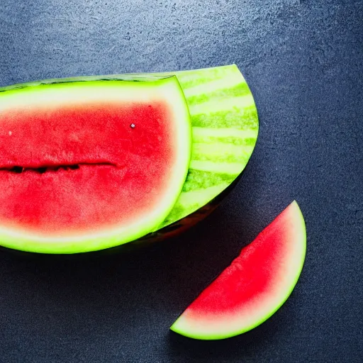 Image similar to a watermelon banana sitting in a bowel, product photography