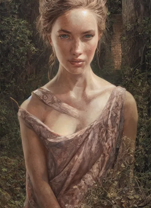 Image similar to realistic portrait painting of peter shirley, old mystic ruins, afternoon, intricate, elegant, highly detailed, digital painting, sharp, focus, by artgerm and greg rutkowski