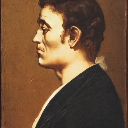 Image similar to portrait of a man in profile, (woman)