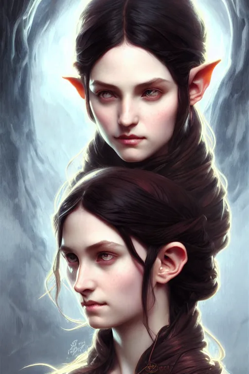 Prompt: Portrait of elvish girl, face, dark fantasy, intricate, elegant, highly detailed, digital painting, artstation, concept photoset, smooth, sharp focus, photo, art by artgerm and greg rutkowski and alphonse mucha