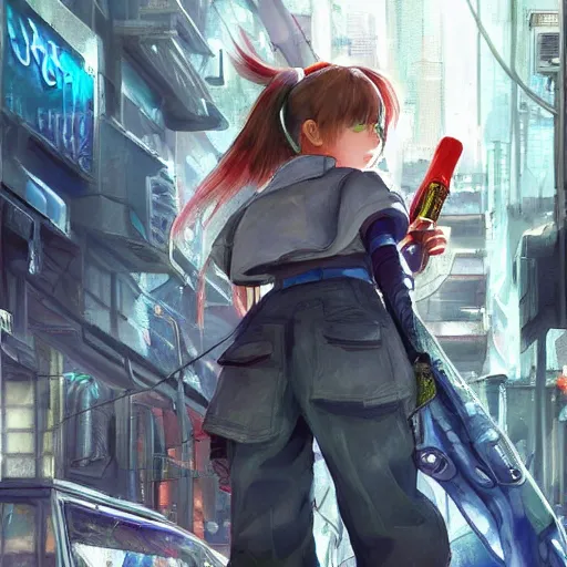 Image similar to dynamic composition, motion, ultra-detailed, incredibly detailed, a lot of details, amazing fine details and brush strokes, colorful and grayish palette, smooth, HD semirealistic anime CG concept art digital painting, watercolor oil painting of Clean and detailed post-cyberpunk sci-fi close-up schoolgirl in asian city in style of cytus and deemo, blue flame, relaxing, calm and mysterious vibes,, by a Chinese artist at ArtStation, by Huang Guangjian, Fenghua Zhong, Ruan Jia, Xin Jin and Wei Chang. Realistic artwork of a Chinese videogame, gradients, gentle an harmonic grayish colors. set in half-life 2, Matrix, GITS, Blade Runner, Neotokyo Source, Syndicate(2012), dynamic composition, beautiful with eerie vibes, very inspirational, very stylish, with gradients, surrealistic, dystopia, postapocalyptic vibes, depth of field, mist, rich cinematic atmosphere, perfect digital art, mystical journey in strange world