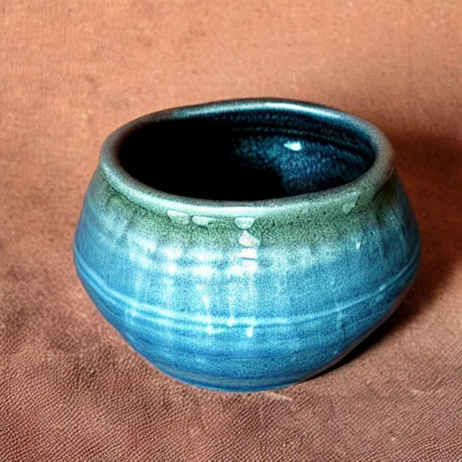 Image similar to raku pottery of a cup that looks like a bowl, ultra high quality model