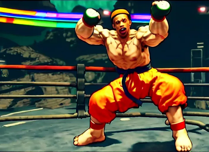 Image similar to eric andre in street fighter v ( 2 0 1 7 ), dynamic pose, official media, ps 4 in - game cinematic, 5 k