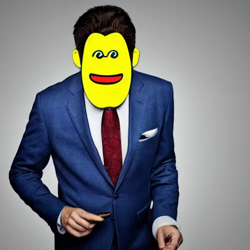 Image similar to a man wearing a suit banana head