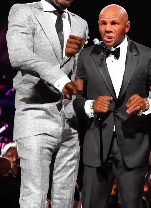 Prompt: floyd mayweather singing with frank sinatra