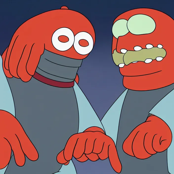 Image similar to zoidberg and bender in real life, 8 k,