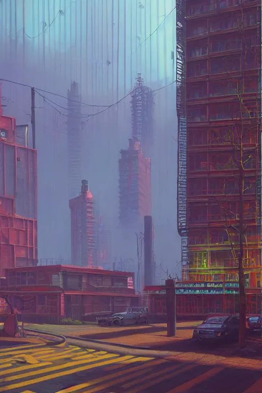 Image similar to downtown london in a redwood solar punk vision, oil on canvas by klaus burgle, simon stalenhag, ultra - realistic 3 d depth shading