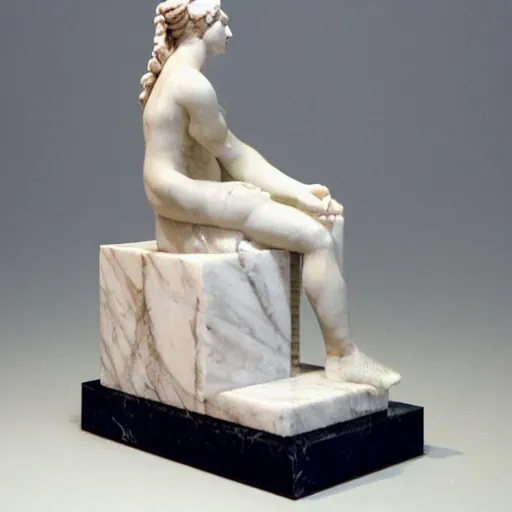 Image similar to greek marble statue of a woman on her phone