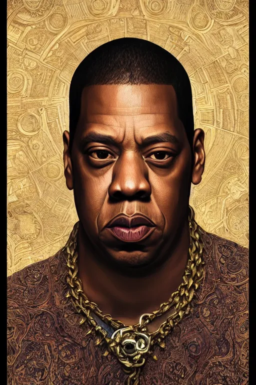 Image similar to ultra realistic illustration, jay - z, staring directly into camera, intricate, elegant, highly detailed, digital painting, artstation, concept art, smooth, sharp focus, illustration, art by artgerm and greg rutkowski and alphonse mucha