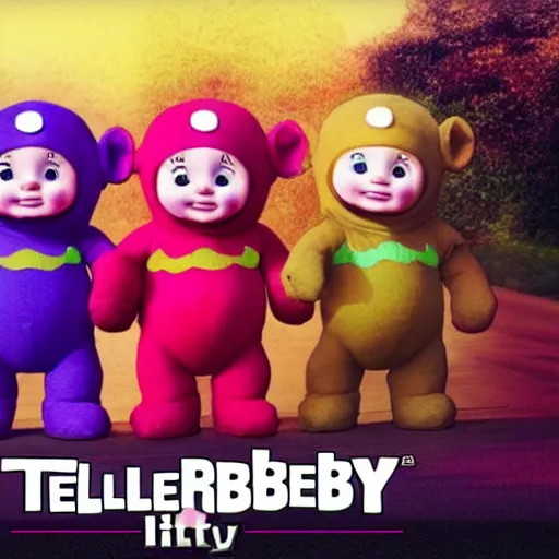 Prompt: Teletubbie in the style of GTA cover art