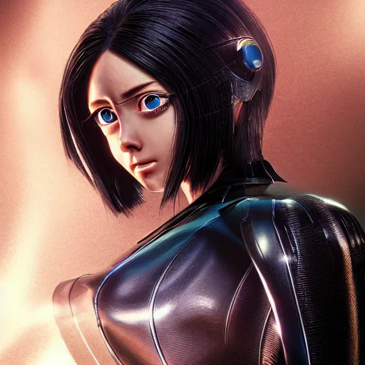 Image similar to alita, full shot, hyper realistic, artstation, highly detailed