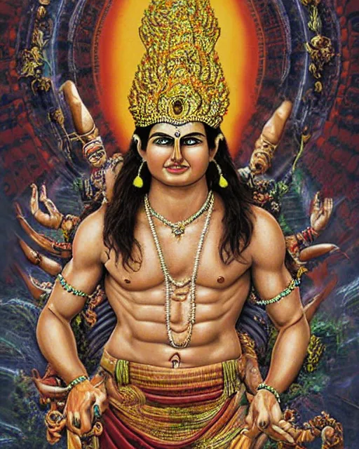 Prompt: hyperrealistic photo portrait of Tom Cruise as the Hindu God Vishnu