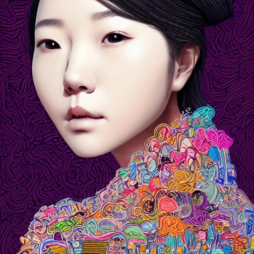 Prompt: the portrait of an incredibly cute and sophisticated koreanwoman partially made of onions of all colors, an ultrafine detailed illustration by james jean, final fantasy, intricate linework, bright colors, behance contest winner, vanitas, angular, altermodern, unreal engine 5 highly rendered, global illumination, radiant light, detailed and intricate environment