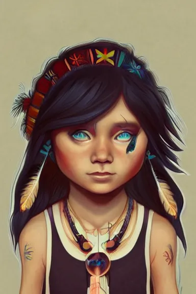 Prompt: little girl character inspired in indigenous and raven, digital art by ruan jil and lois van baarle highly detailed, anatomically correct, symmetrical, experimental design, extremely coherent