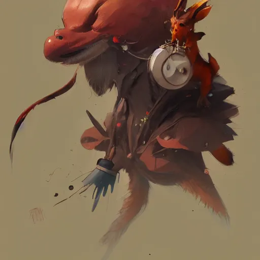 Image similar to ! dream concept art of anthropomorphized animal, highly detailed painting by dustin nguyen, akihiko yoshida, greg tocchini, 4 k, trending on artstation, 8 k