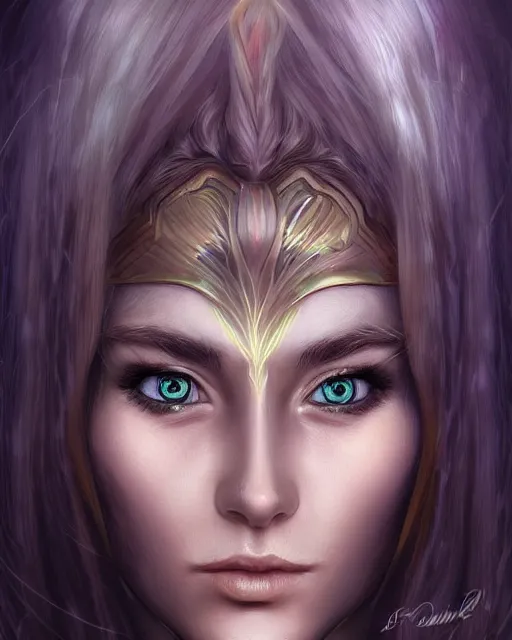 Image similar to beautiful female elf with shimmering hair, symmetrical face and eyes, by Jana Schirmer, cgsociety