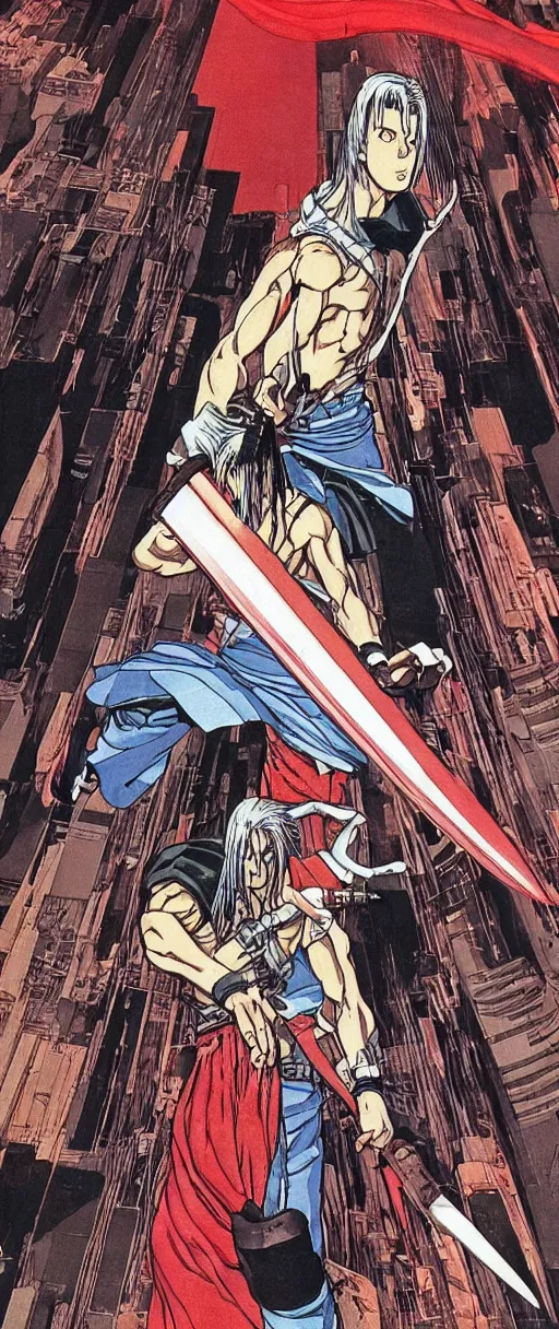 Prompt: “Sephiroth in Akira (1988) by Katsuhiro Otomo”