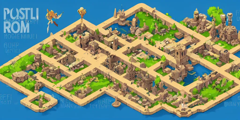 Image similar to A high detailed isometric vector art presenting an aerial view of a RPG room by Transistor, dofus, Bastion, pyre, hades, Patreon content, containing tables and walls, HD, straight lines, vector, grid, dnd map, map patreon, fantasy maps, foundry vtt, fantasy grounds, aerial view ,dungeondraft , tabletop, inkarnate, dugeondraft, roll20