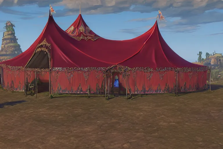 Image similar to 3d sculpt of a huge gothic circus tent, artstaton, world of warcraft, League of Legends, red dead redemption2, overwatch, digital illustration