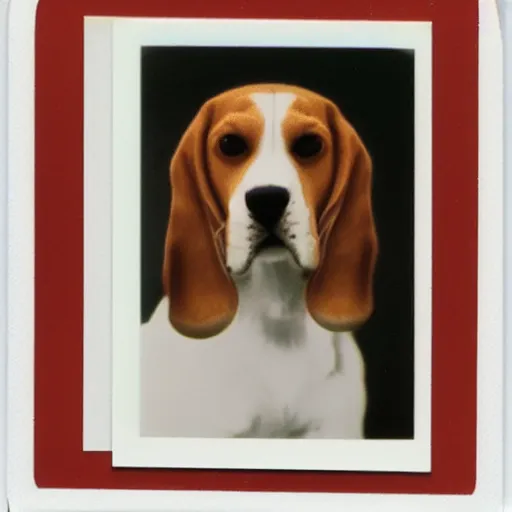 Prompt: polaroid of a beagle plush