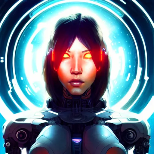 Prompt: cyborg, female, asian, science fiction, portrait, highly detailed, digital painting, beautiful eyes, concept art, sharp focus, illustration, art by artgerm and greg rutkowski and magali villeneuve and ilya kuvshinov!