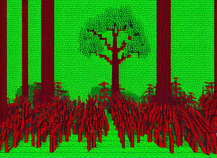 Prompt: a digital painting of a tree in a forest, pixel art by stanley twardowicz, behance contest winner, pixel art, # pixelart, made of vines, voxel art