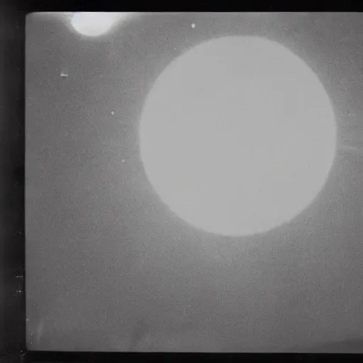 Image similar to a very bright flash in the sky, taken on a ww 2 camera, very high bloom ammount, realistic.