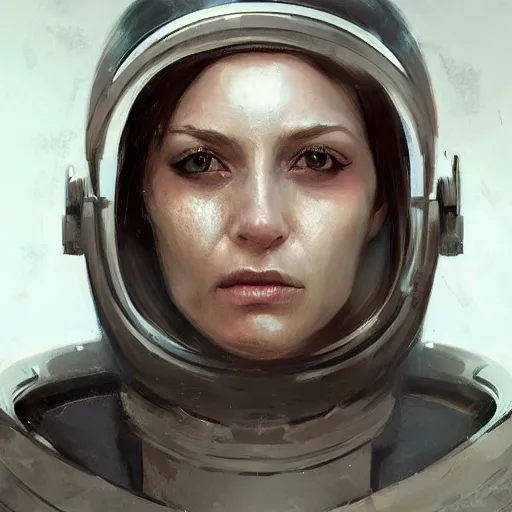 Image similar to portrait of a woman by greg rutkowski, she is about 3 0 years old, slavic, pretty, blond hair with two strans around her face, crying, helplessness and denial, she is wearing a futuristic space gear, highly detailed portrait, digital painting, artstation, concept art, smooth, sharp foccus ilustration, artstation hq.