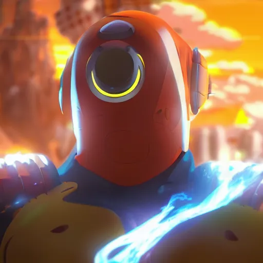 Image similar to an epic anime of energy man, ghibli, unreal 5, octane render, rpg portrait, dynamic lighting, epic, epic anime, 2 d