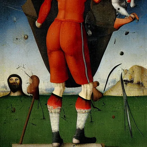 Prompt: cristiano ronaldo by hieronymus bosch,