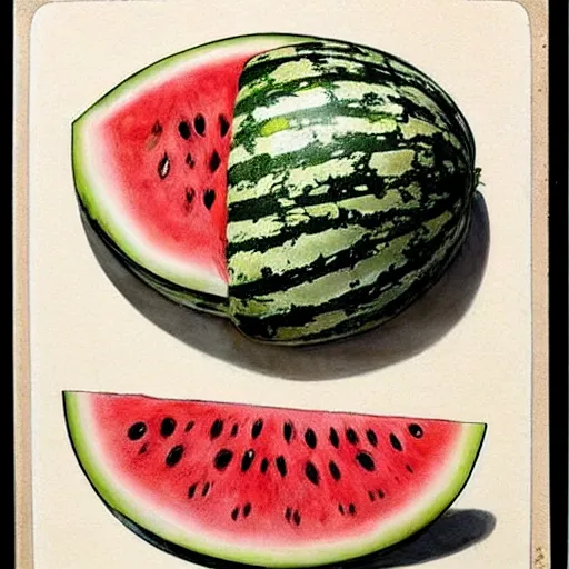 Prompt: ( ( ( ( ( watermelon with vanilla ice cream. muted colors. ) ) ) ) ) by jean - baptiste monge!!!!!!!!!!!!!!!!!!!!!!!!!!!