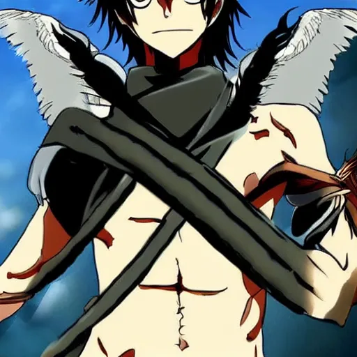 Image similar to eren yeager as fallen angel style of alexander cabanel