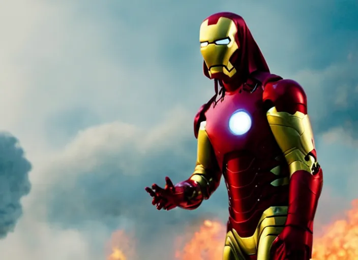 Image similar to film still of snoop dogg snoop dogg as iron man in new avengers film, 4k