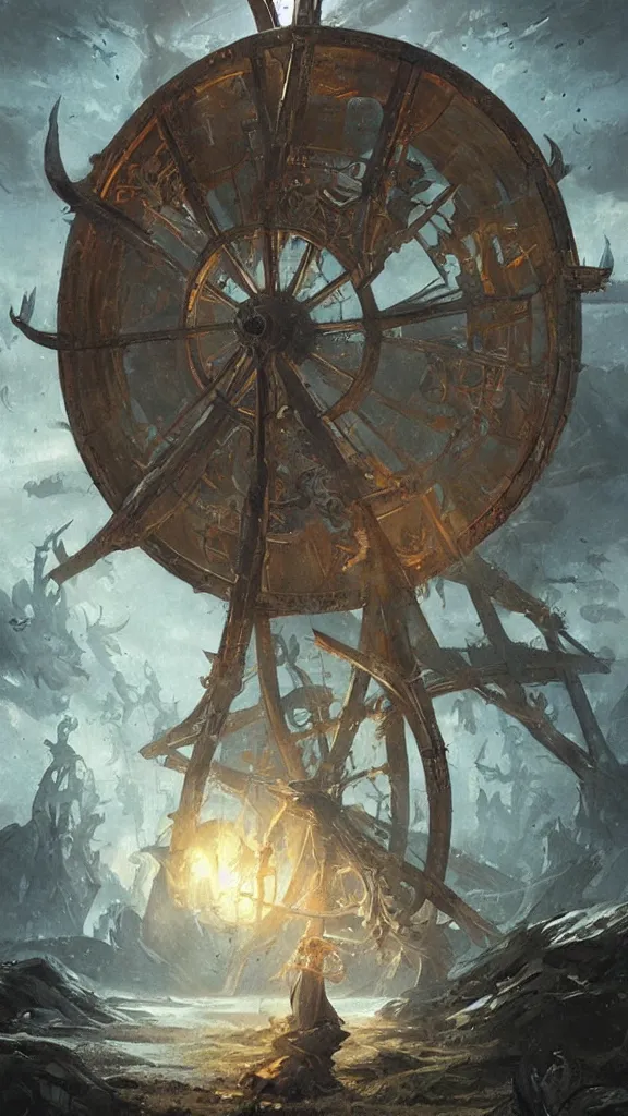 Image similar to the wheel of fortune tarot card by greg rutkowski,