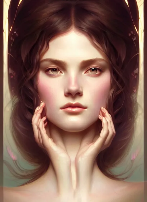 Image similar to perfectly feminine face!! portrait of perfection, nature fairy creature, symmetrical! intricate, sensual features, highly detailed, biblical divine holy perfection!! digital painting, artstation, concept art, smooth, sharp focus, illustration, art by artgerm and greg rutkowski and alphonse mucha
