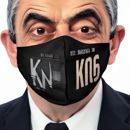 Image similar to rowan atkinson with kn 9 5 face mask