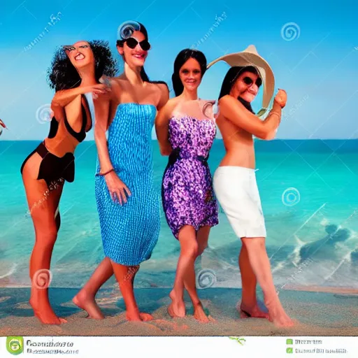Image similar to beautiful woman on a beach having a party with friends,