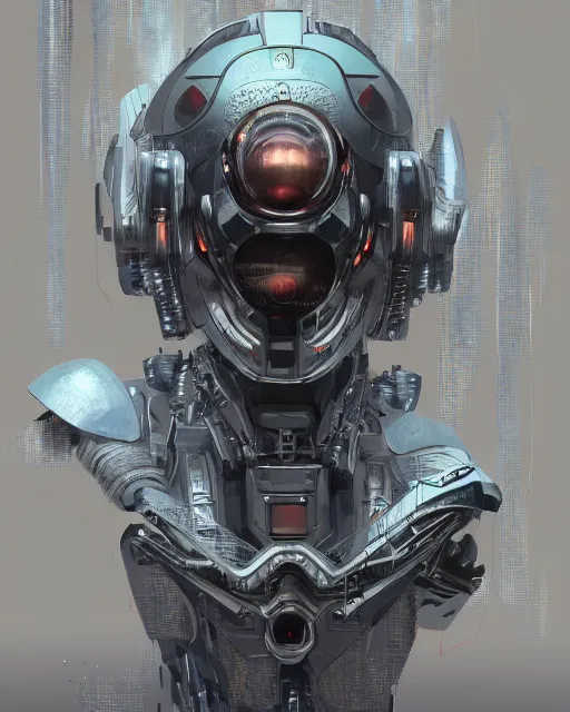 Image similar to the face of a cybernetic geisha mecha, scifi, ghost in the shell, intricate sci fi panels made of metal, elegant, highly detailed panel cuts, greeble detail, caustics and refraction, digital painting, artstation, concept art, high tech fantasy, sharp focus, illustration, art by marco plouffe arstation