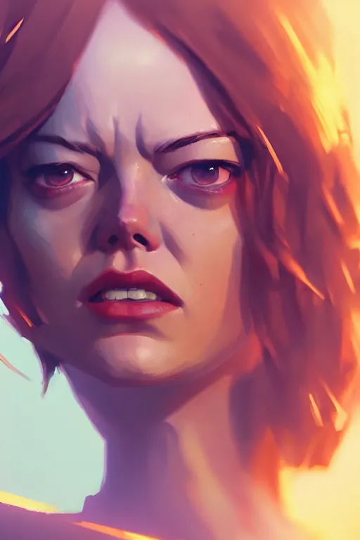 Prompt: Emma Stone, medium shot close up, details, sharp focus, illustration, by Jordan Grimmer and greg rutkowski, Trending artstation, pixiv, digital Art