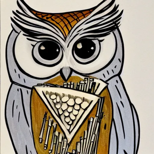 Prompt: owl with pan flute