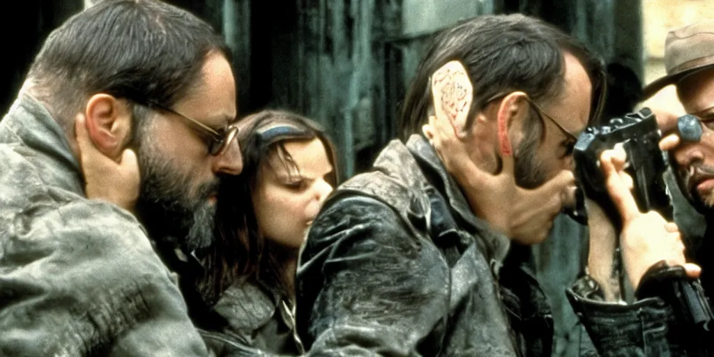 Image similar to Emma Watson and Jean Reno in Leon The Professional holding guns